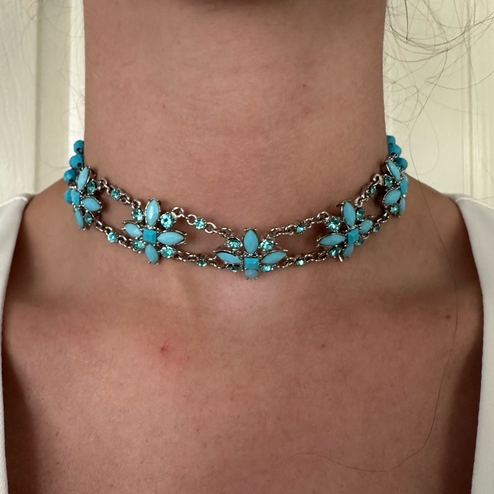 Vintage Turquoise Floral Necklace and Earring Set